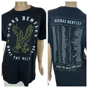 Dierks Bentley "What the Hell Tour" 2017 Black Sz L Graphic T-Shirt Short Sleeve